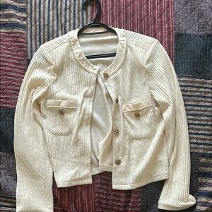 Micas Elegant Cream Textured Jacket